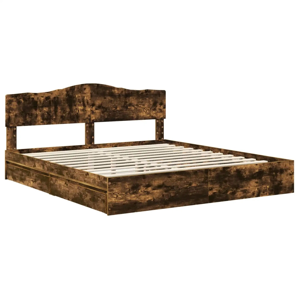 Letto con Contenitore con testiera Rovere fumé 180 x 200 cm 3413072