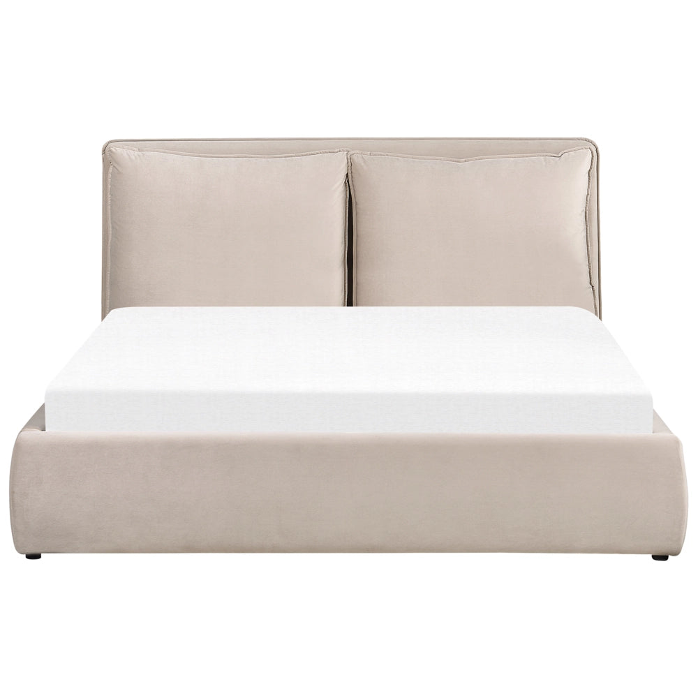 Letto matrimoniale colore beige con vano contenitore 160 x 200 cm camera da letto moderna