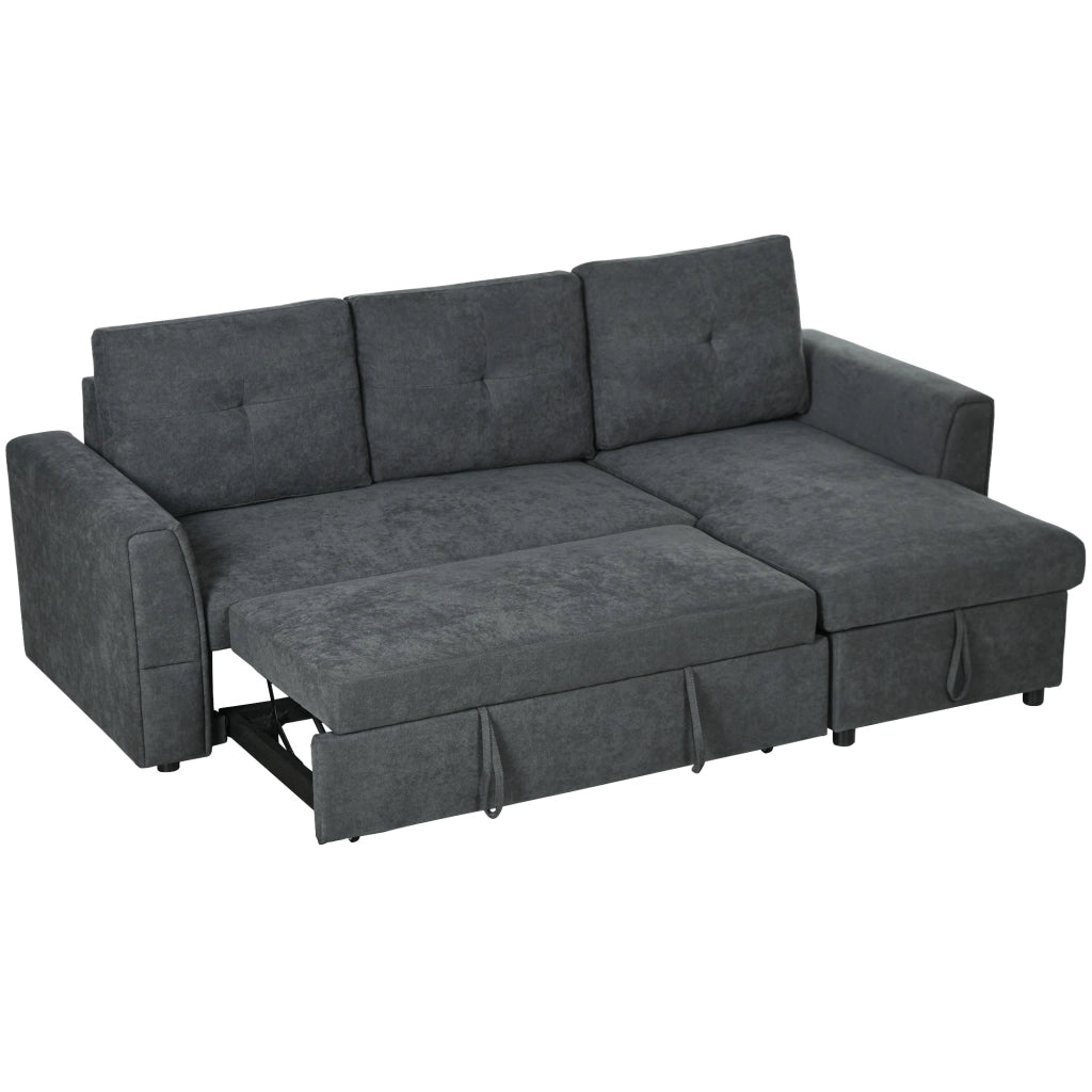 Divano letto 3 posti con chaise longue ¨C Xylo ¨C tessuto grigio scuro