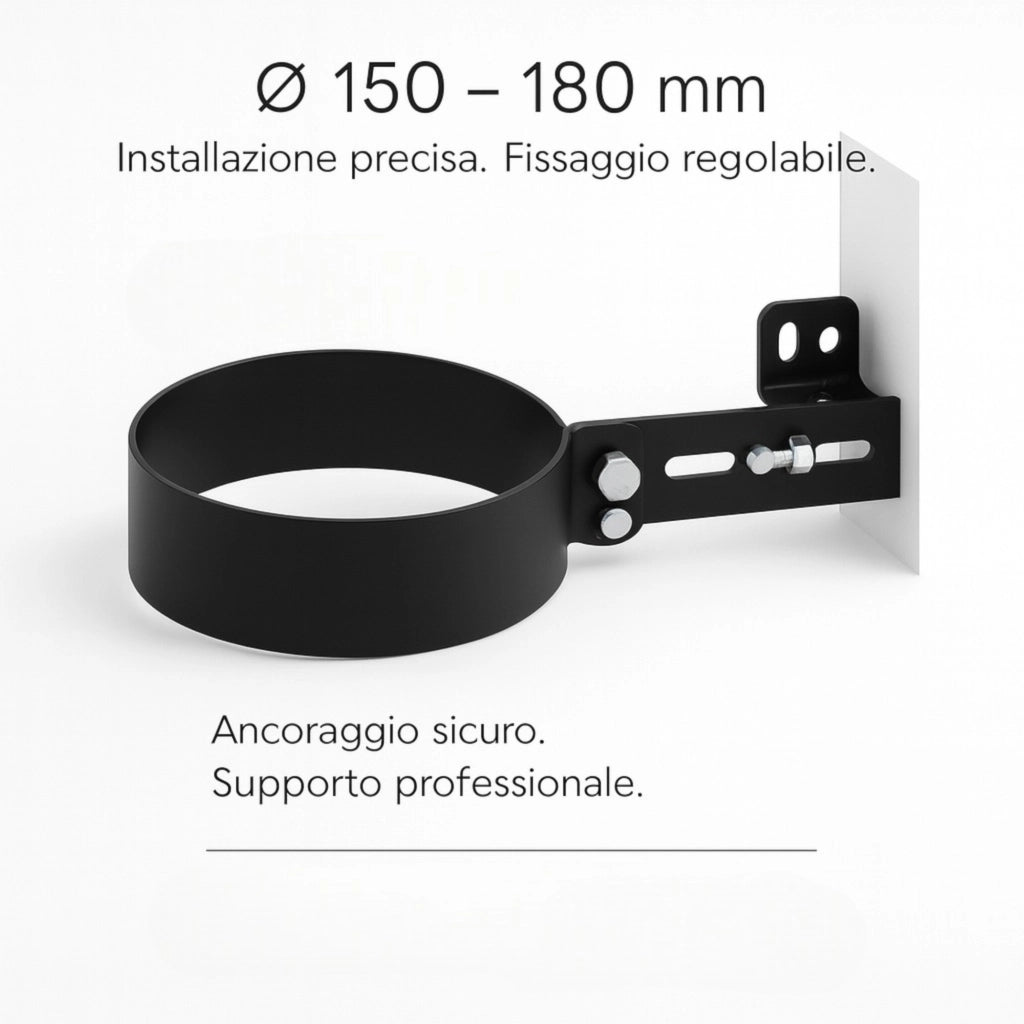 Collare registrabile arredo viteria prolunghe canale fumo muro stufa pellet *** misura Ø 180 mm, confezione 1
