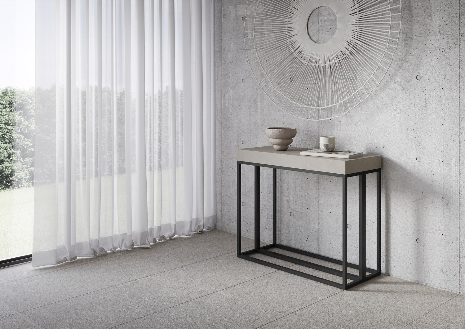 Consolle Allungabile 90-196x40x77 cm Epoca Small Premium Cashmere Telaio Antracite