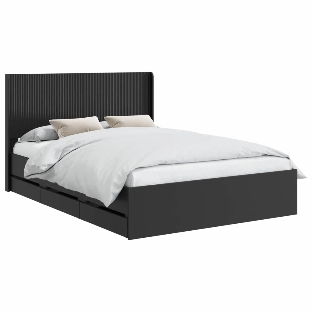 Struttura del letto con stoccaggio e testata Nero 150 x 200 cm 3413936