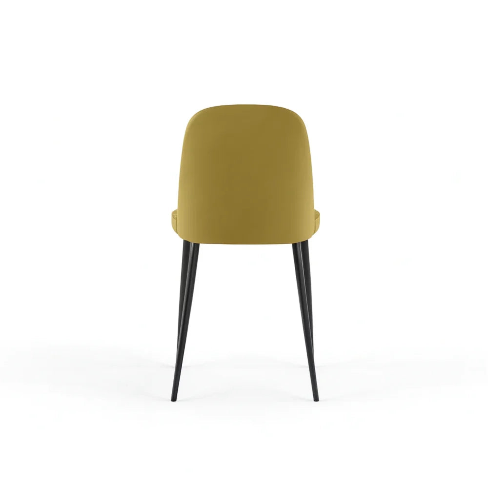 Set di 4 sedie da pranzo imbottite in tessuto soft touch effetto velluto senape Gaelia con struttura in metallo facili da pulire | Duzzle