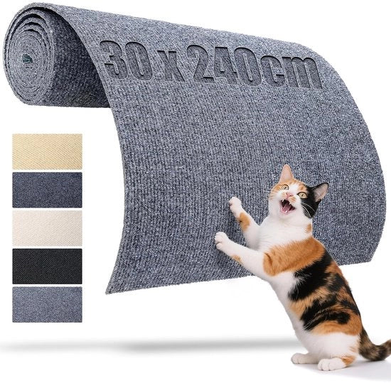Matto di gomma autoadesivo per gatti - 240 x 30 cm - grigio - poliestere resistente