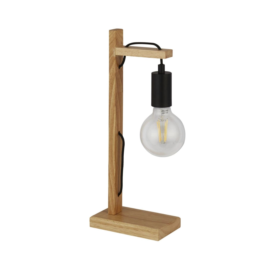 Lampada da tavolo Woody - Legno naturale e metallo nero