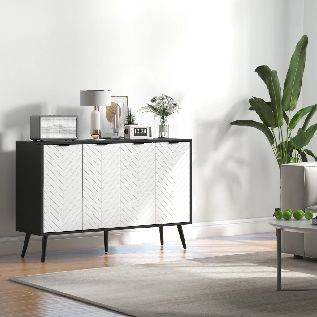 Credenza 4 ante ¨C Xylo ¨C Legno bianco e nero 120x35x77 cm