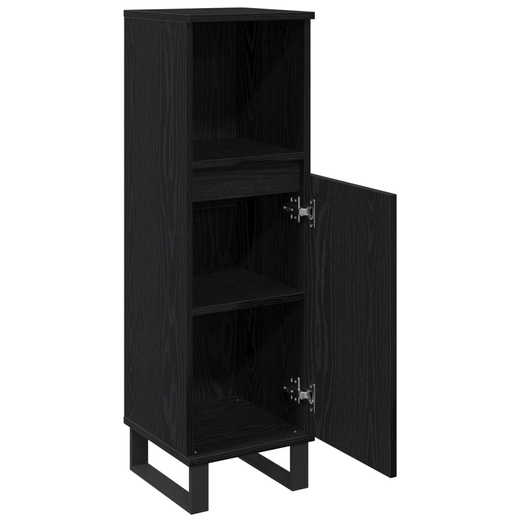 Mobile da bagno  Nero Rovere 30x30x100 cm Legno ingegnerizzato