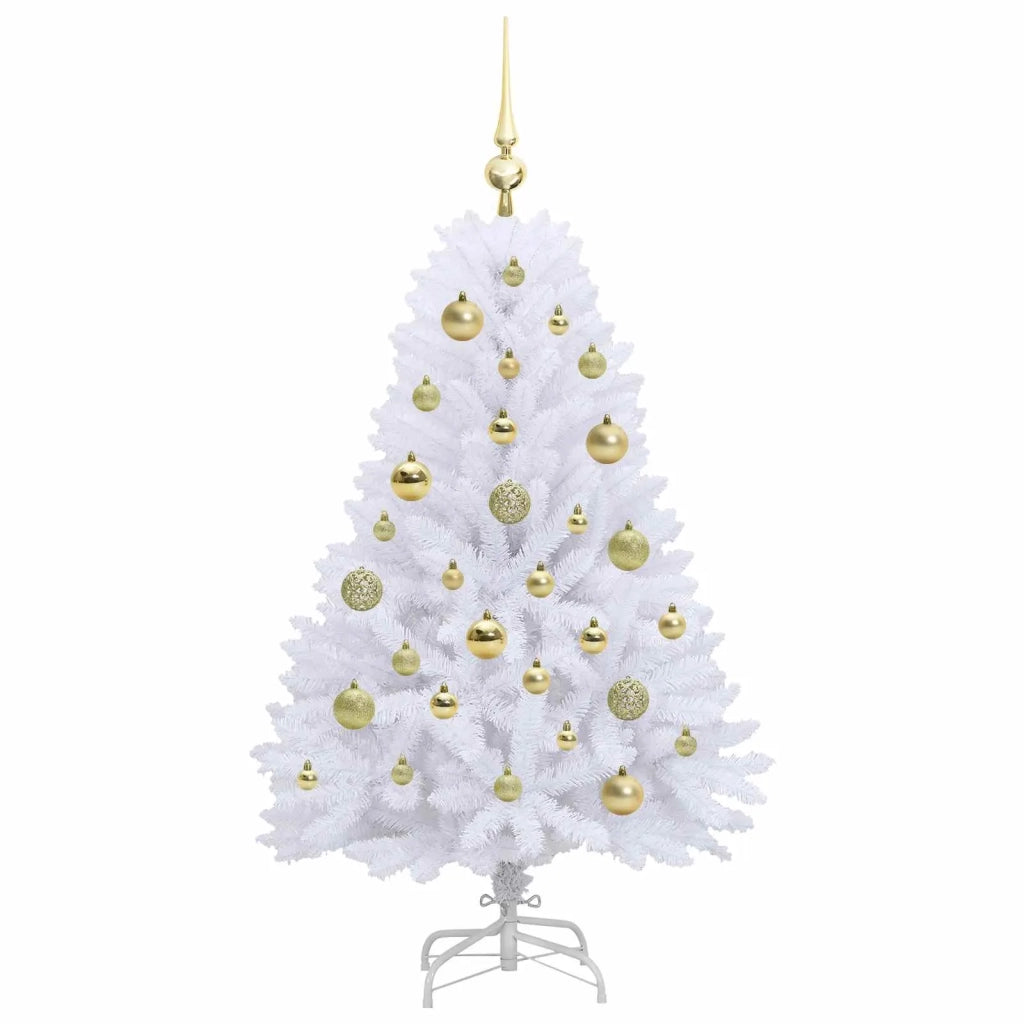 Albero di Natale Artificiale con Rami Pieghevoli Bianco 120 cm