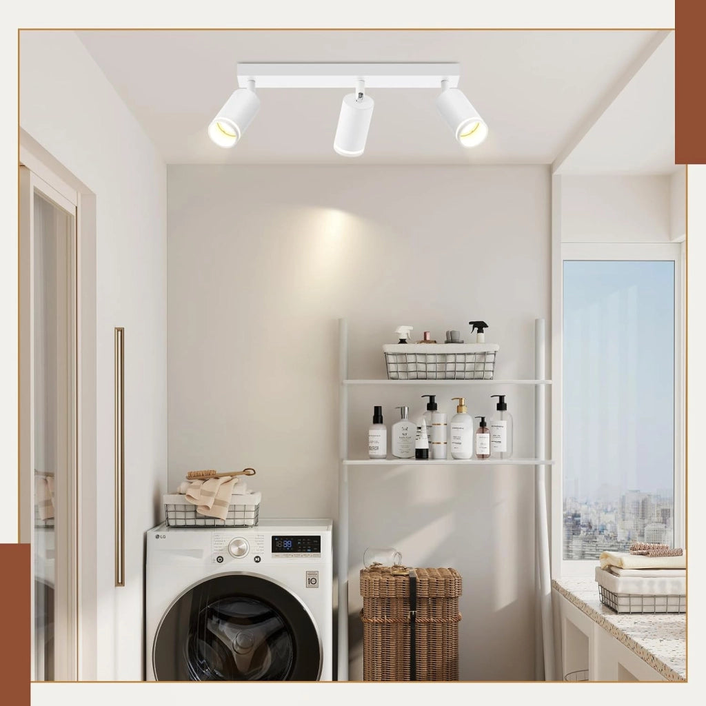 ZMH Faretto da soffitto Bianco 3 Luci GU10 Orientabile da Interno in Metallo per Soggiorno Corridoio Senza Lampadine