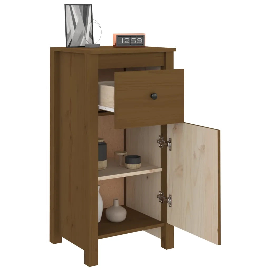 Credenza Marrone Ambrato 40x35x80 cm in Legno Massello di Pino 813760