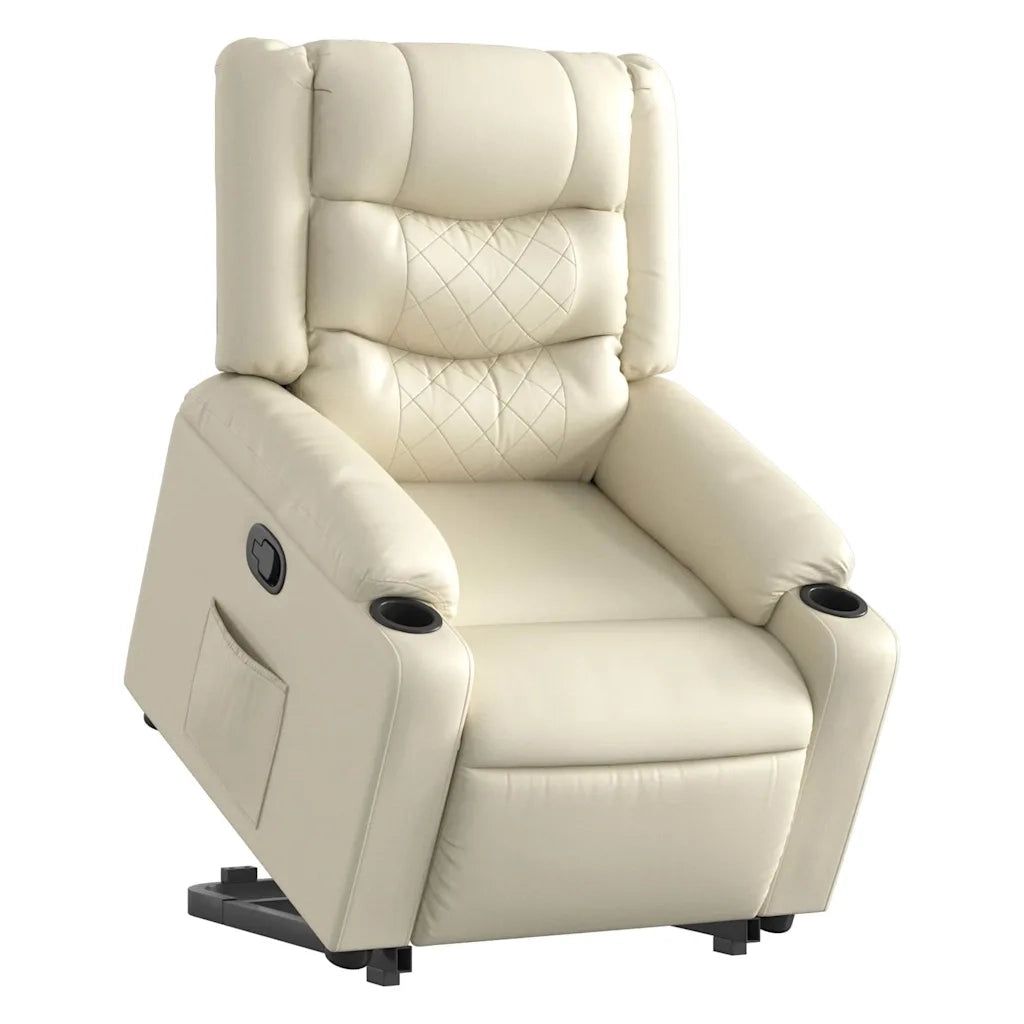 Poltrona Alzapersona Reclinabile Crema in Similpelle 3206552