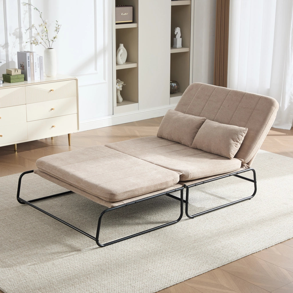 Divano letto 2 posti 104x85x92 cm trasformabile in letto in chenille khaki