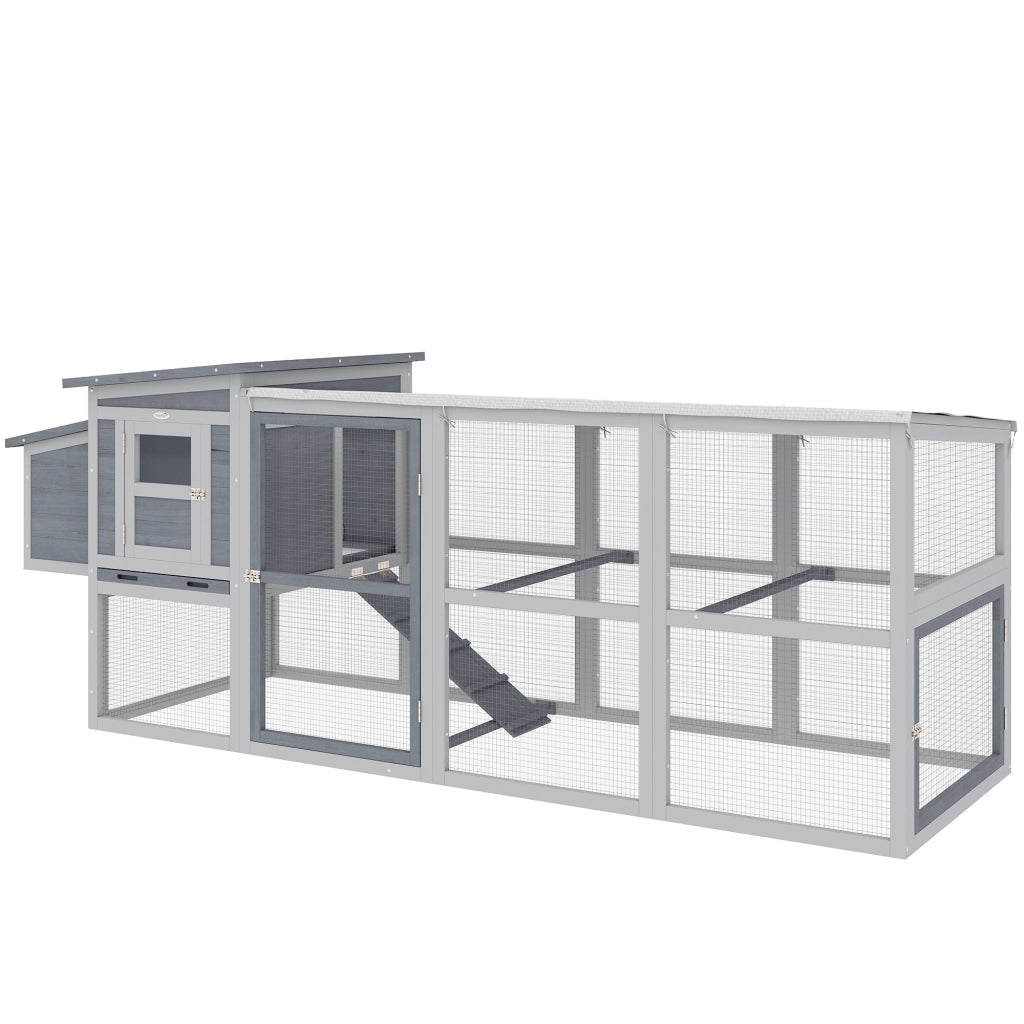 Pollaiolo per 4 Galline con Nido e Tettoia ¨C zephmum ¨C Grigio 264x82x89cm