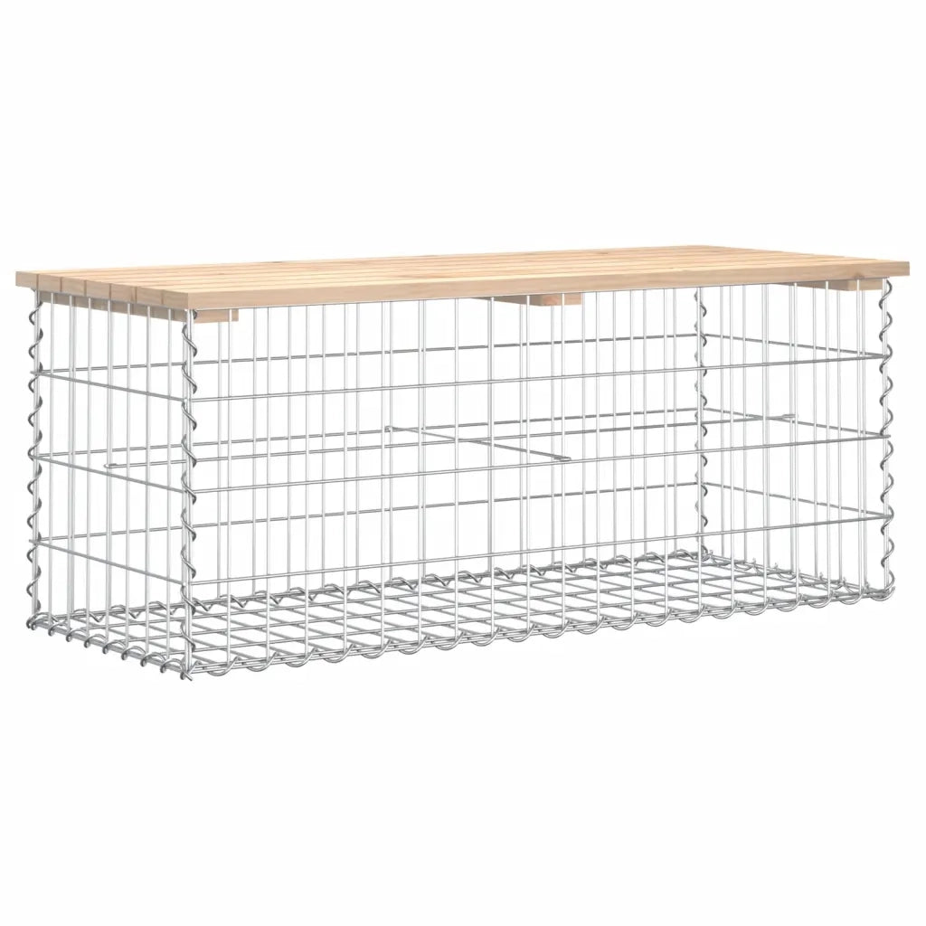 Panchina Giardino | Panca da Giardino Design Gabbione 103x44x42 cm Legno Massello Pino