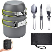 Set di Cucina da Campeggio Leggero con Accessori in Acciaio Inossidabile – Equipaggiamento da Cucina da Campeggio Portatile