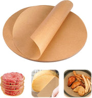 100 Fogli di Carta per Cucina a Fiamma, Pergamino per Piani, Padella, Griglia, Forno, Vaporizzatore, 22cm, Non Aderente, per Airfryer, Forno a Vapore, Burger