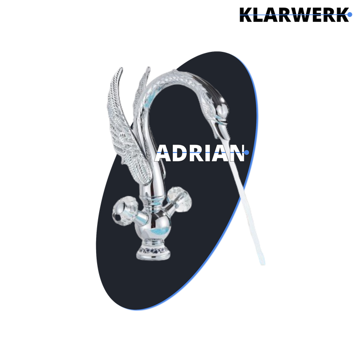 ADRIANO | Rubinetto da bagno grande design in acciaio inossidabile cigno lavabo cromato di lusso | miscelatore alto per lavabo independente