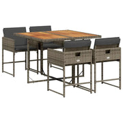 Set da Pranzo da Giardino 5 pz | Set Salotto da Giardino con Cuscini in Polyrattan Grigio