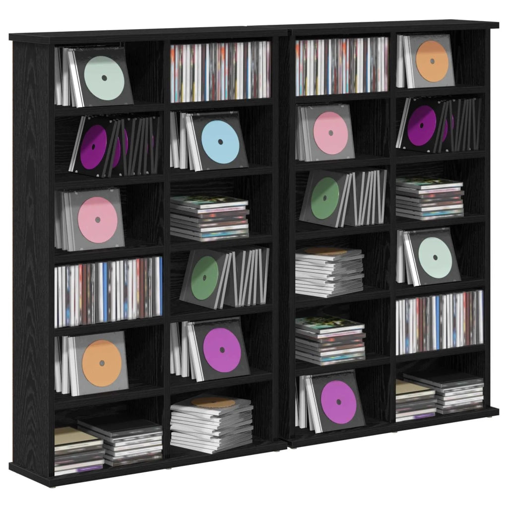 Mobile per CD 2 pz Rovere Nero 60 x 17 x 92 cm 8012733