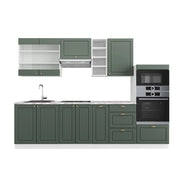 Cucina componibile Fame-Line Verde-oro rustico/Bianco 280 cm senza piano di lavoro Vicco