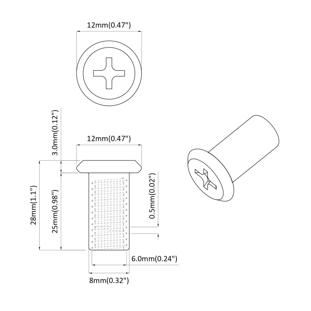 Dado a bloccaggio 12 pz Argento M6 x 25 mm Acciaio CFW2362596