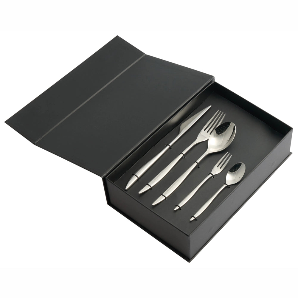 Set di posate in acciaio inossidabile argento 30 pezzi per ogni occasione Coltello Cucchiaio Forchetta Cucchiaino Forchetta da torta Design moderno