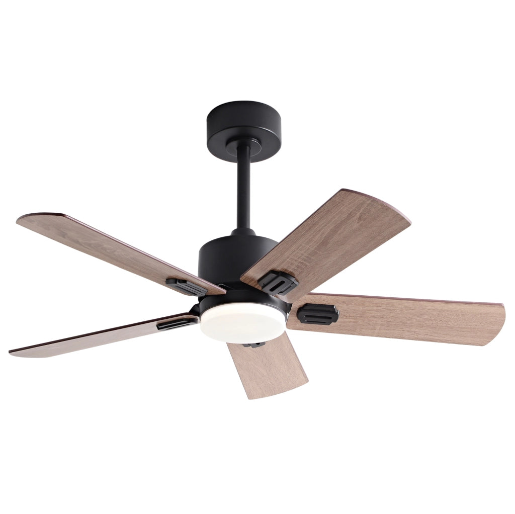 Ventilatore da soffitto 42" con luce LED, telecomando, design moderno in finitura legno noce