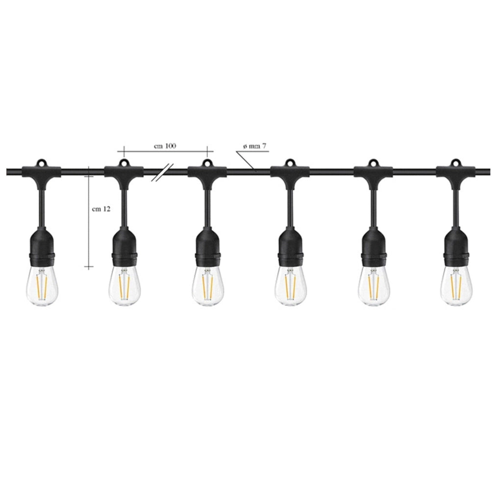 Stringa Industrial Violet Pc Nero 10 Luci E27 Ip44
