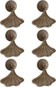 Maniglia a ginkgo a 6 bracci con forma di foglia, maniglia appesa, cassettiera, foro singolo, finitura giallo bronzo