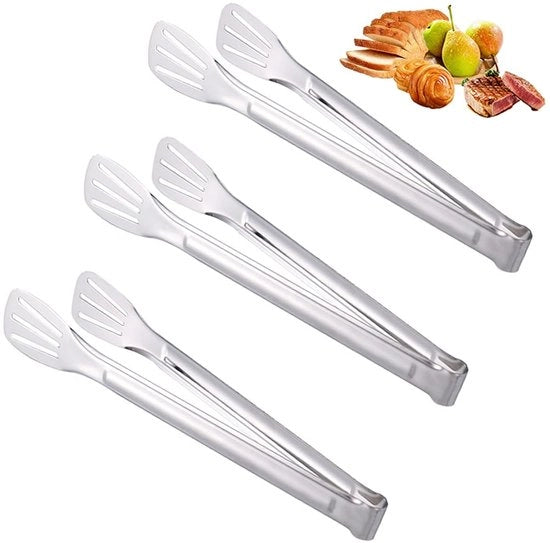 Tang Multifunzionale per Cucina - Resistente al Calore - Acciaio Inossidabile - 23,5x4,5cm - Set di Tang