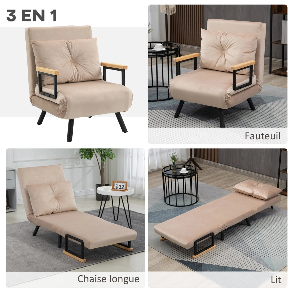 Poltrona letto ¨C zephmum ¨C tessuto velluto beige