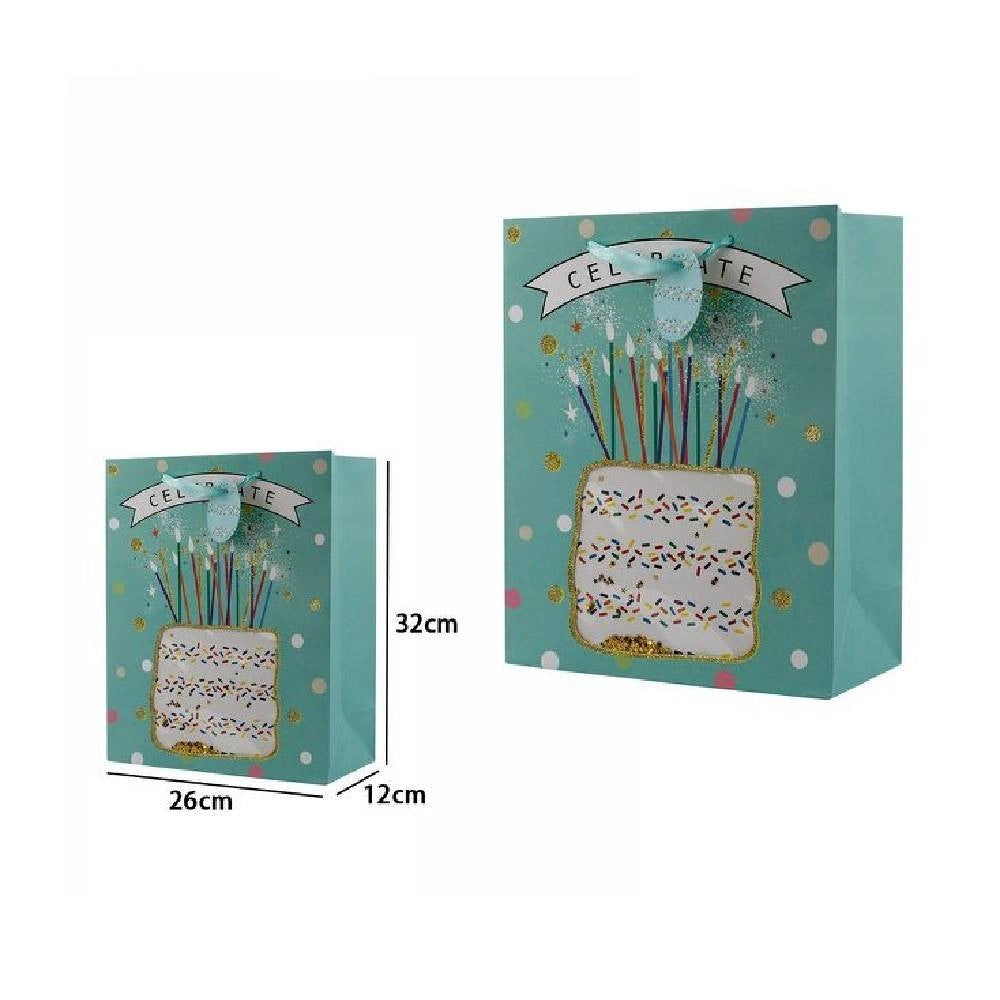 Trade Shop - Set 3 Pz Buste Busta Da Regalo 26x32x12 Cm 65910 Varie Fantasie Compleanno Festa -
