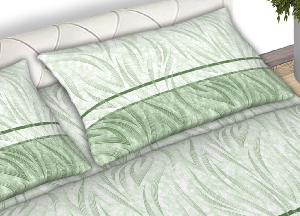 Completo Lenzuola Letto 100% Cotone Made Italy Disegno Flames CN - Matrimoniale - Verde