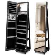 Mobile portagioie su ruote 40 x 38 x 163 cm grande capienza illuminazione a LED design moderno in MDF nero 20_0017409