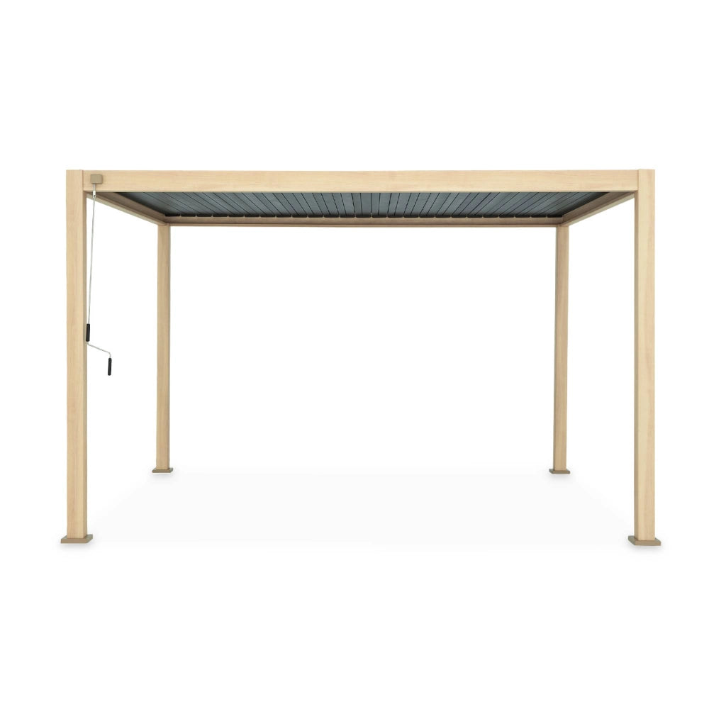 Pergola bioclimatica 3x4m in alluminio, lamelle orientabili, marrone