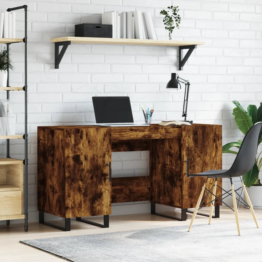 Scrivania | Tavolo da Ufficio Rovere Fumo 140x50x75 cm in Legno Multistrato