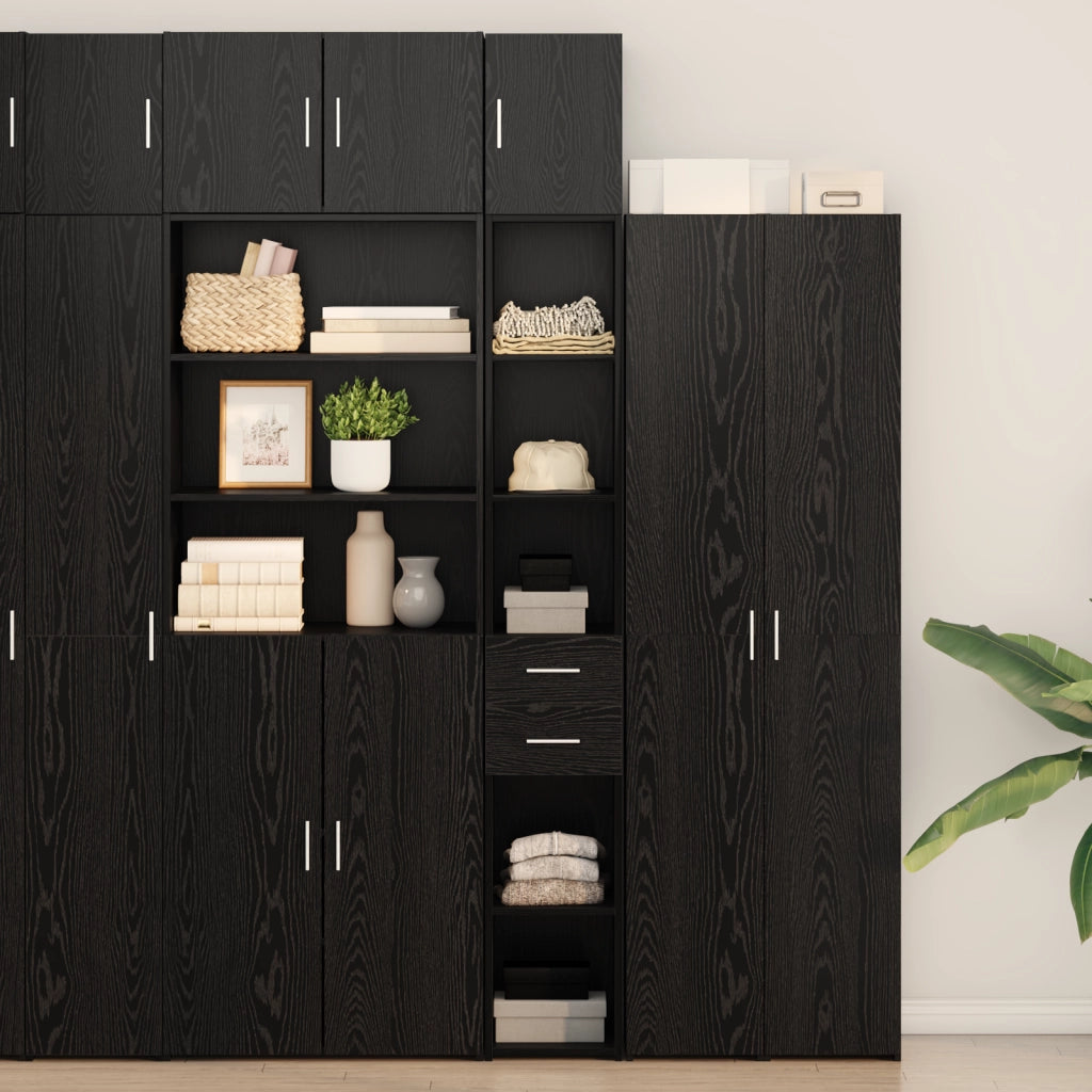 Cabinet slim  Rovere nero 30x42.5x225 cm Legno ingegnerizzato