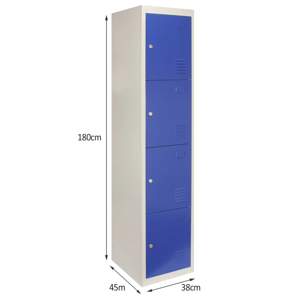 Armadietto da Montare con 4 Porte Blu in Acciaio per Scuole Palestre Spogliatoi