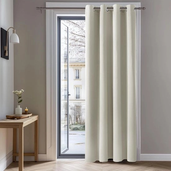 Gordini oscuranti con anelli - Adatti per camera da letto e soggiorno - 1 pezzo - Crema - 140x180 cm