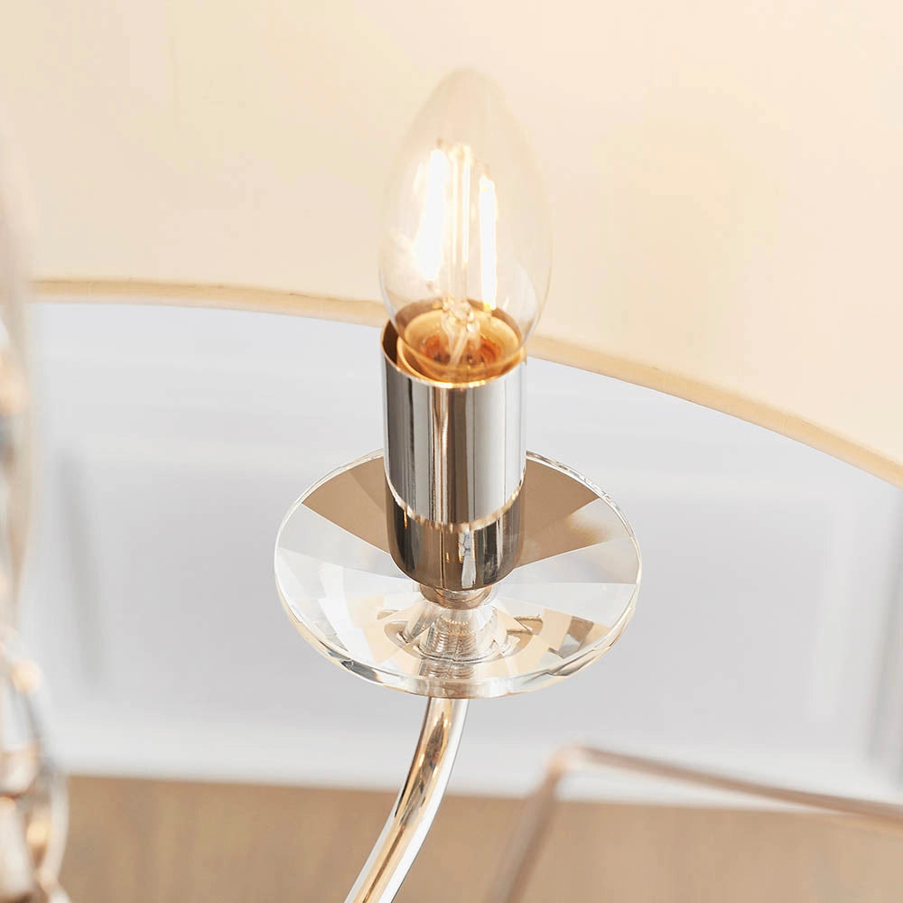 Lampadario Nixon 6 luci E14 nichel con paralume Endon