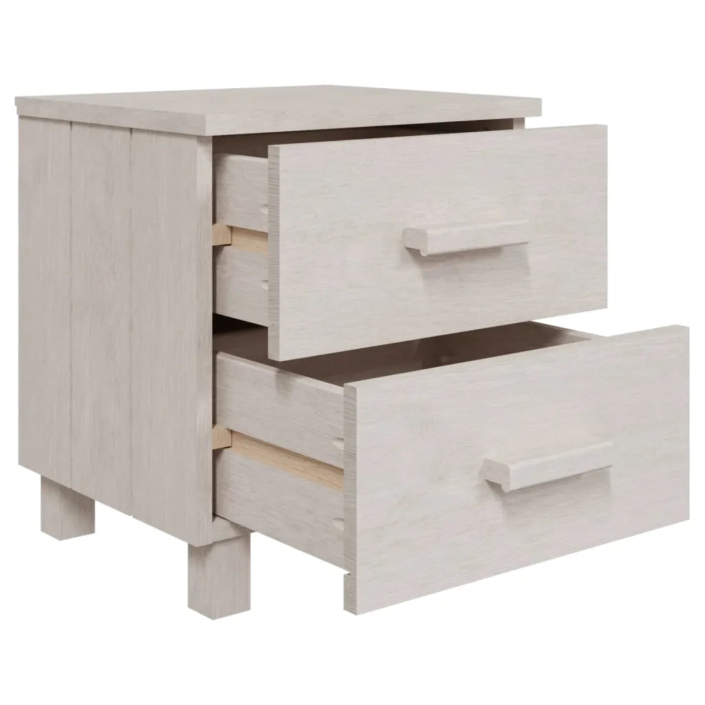 Set di 2 Comodini | Armadio da Notte | Mobiletto da notte HAMAR Bianchi 40x35x44,5 cm in Legno di Pino