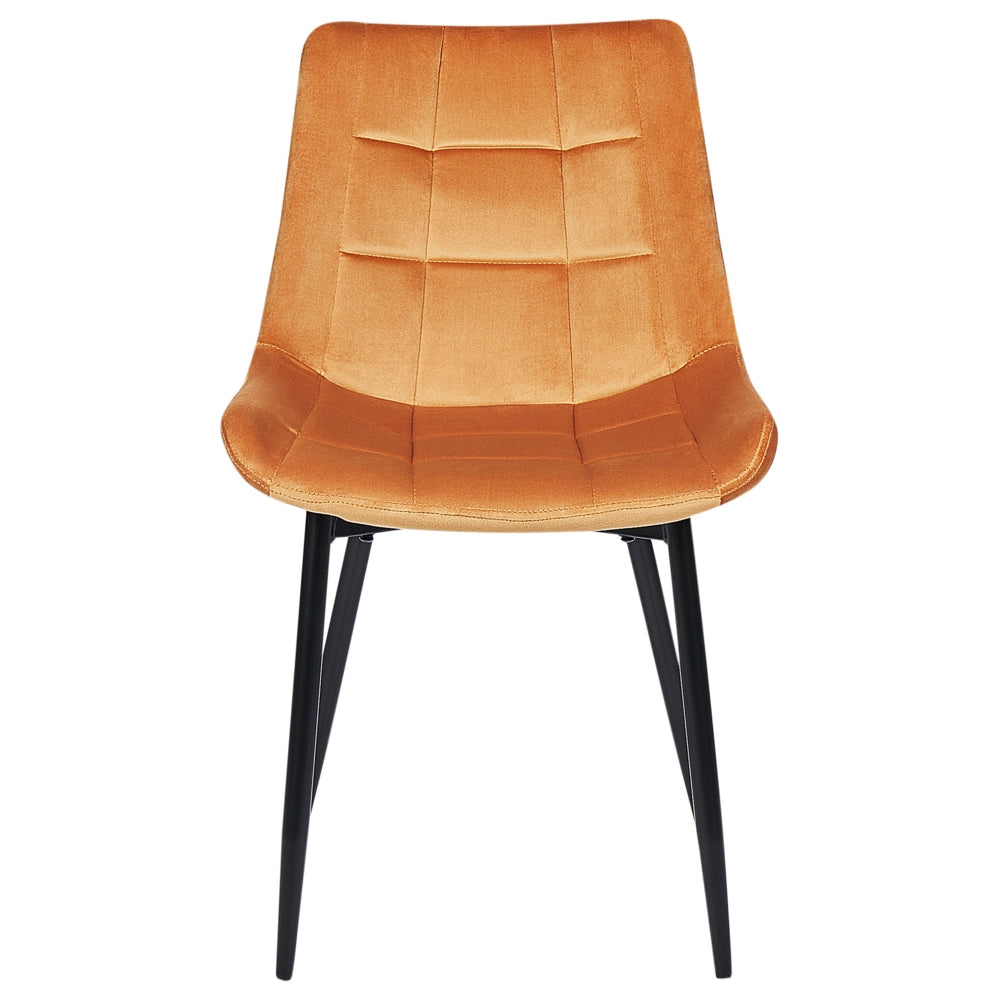Set di 2 sedie da pranzo in velluto arancione gambe in acciaio Nero sedie moderne imbottite
