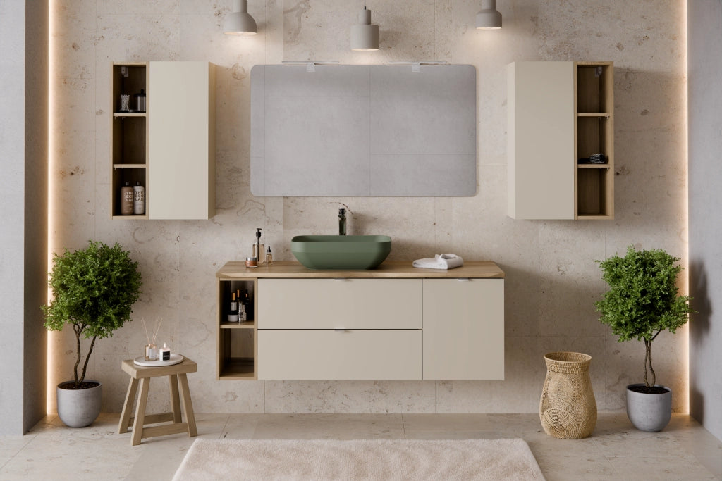 Set mobili bagno 80 cm con piano Dalia Cashmere 80 x 1401 x 46 cm