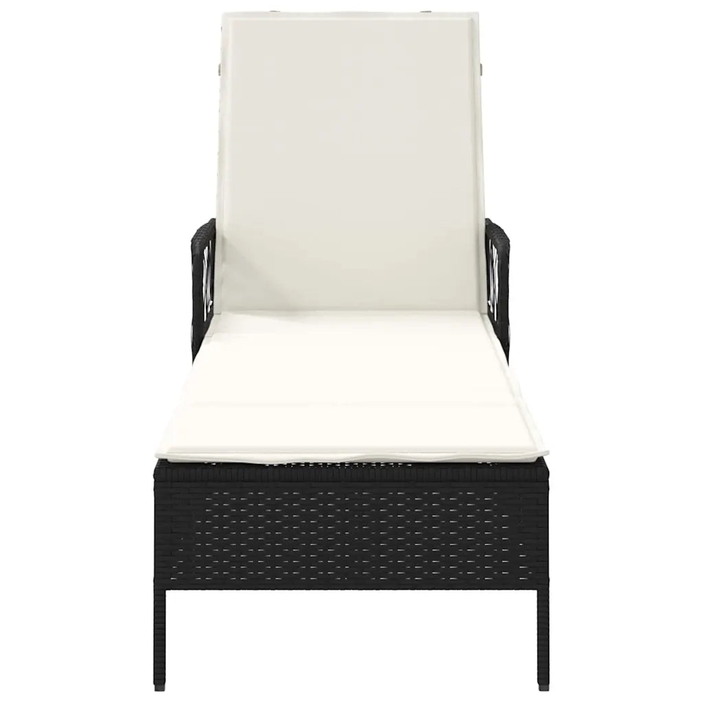 Lettino da sole Nero e Bianco Crema 55 x 200 x 92 cm polyrattan 365425