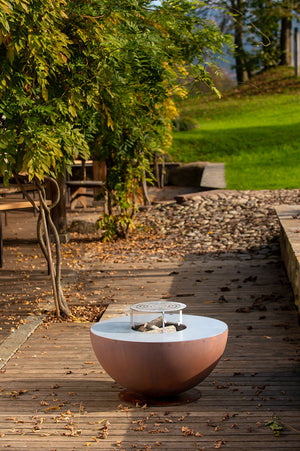 Barbecue a Legna Ø80x42 cm Tulipano in Acciaio Nero Alta Temperatura