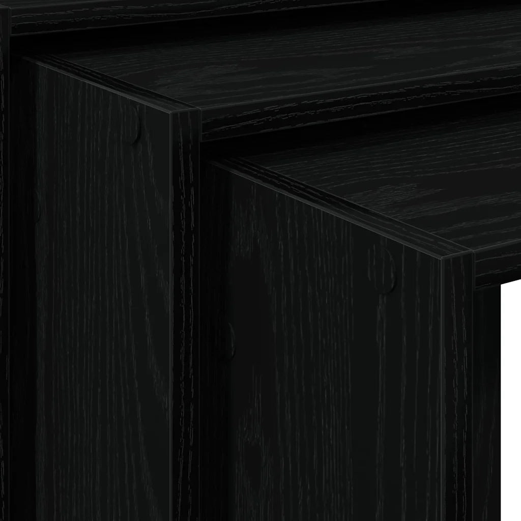 Tavolini Impilabili 3 pz | Tavolo laterale Neri in Legno Multistrato