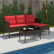 Set Divano da Giardino 2 pcs Marrone e Rosso polyrattan