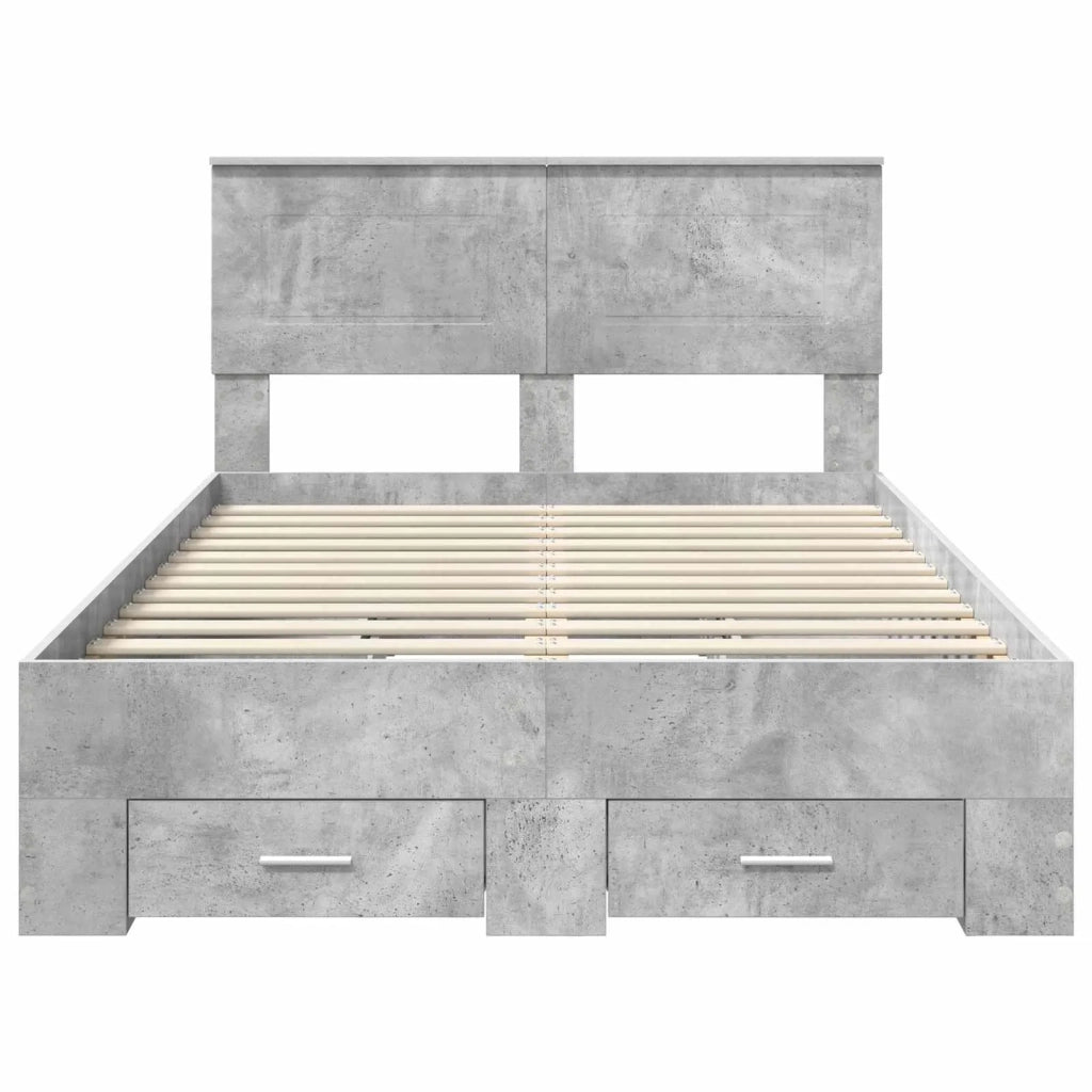 Struttura del letto con testiera Grigio cemento 135 x 190 cm 3408275