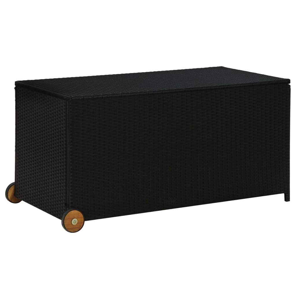 Contenitore/box da giardino 120 x 65 x 61 cm resina intrecciata nera 02_0013110