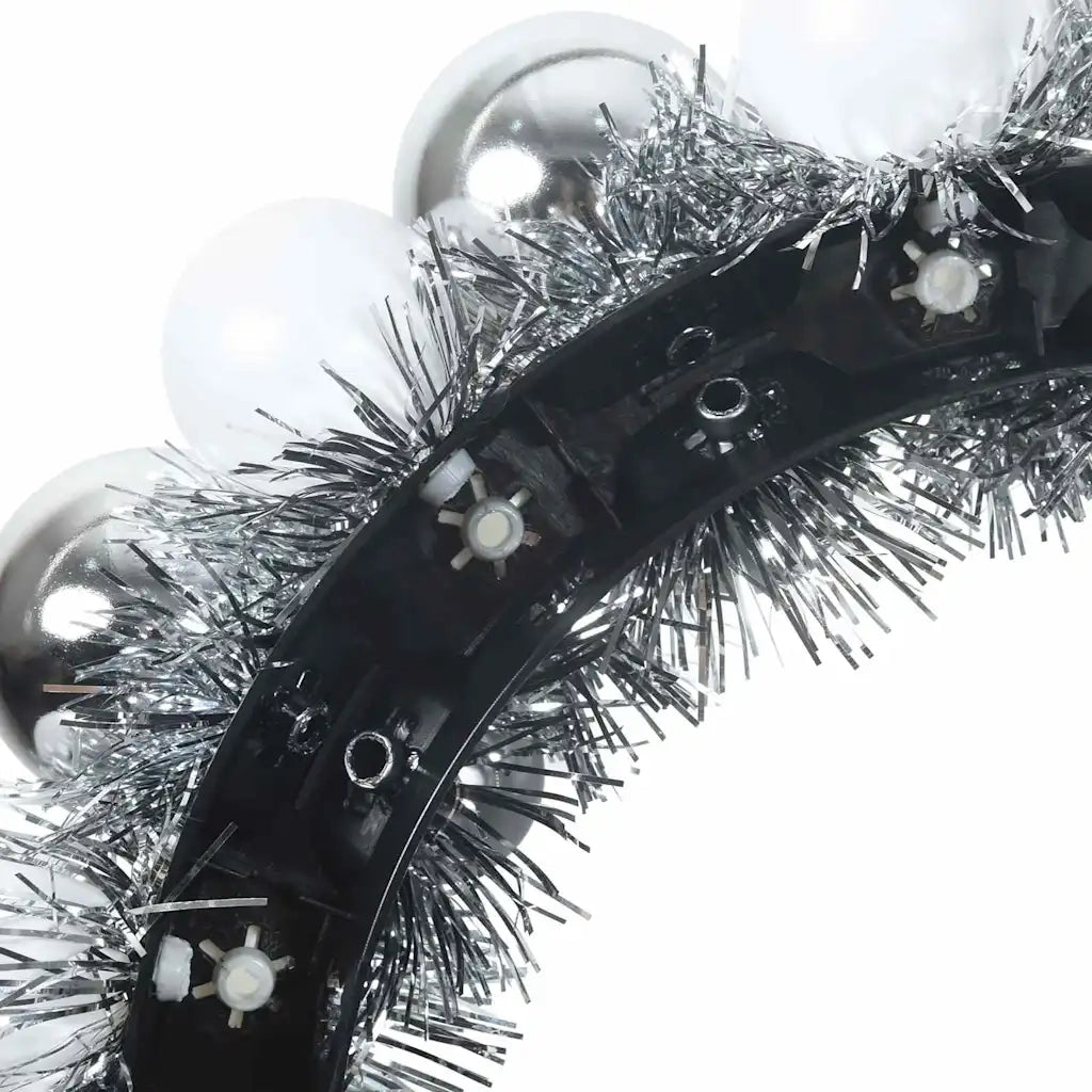 Corone di Palline di Natale 2 pz Bianco e Argento CFW3083849